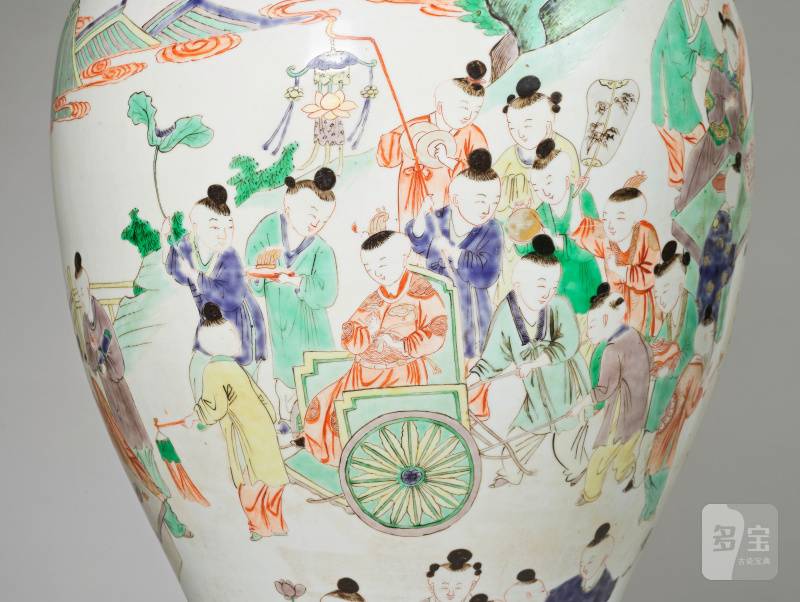 清康熙 五彩百子圖鳳尾尊 | IMPORTANT ET RARE GRAND VASE YENYEN EN PORCELAINE DE LA FAMILLE VERTE - 图24